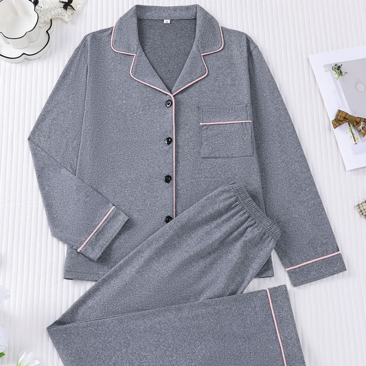 Pijama largo gris